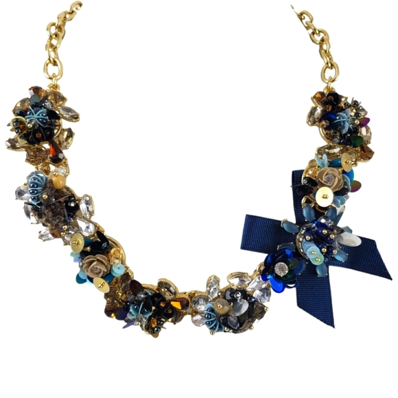 Talbots statement necklace blue teal gold purple pink stunning details - Picture 2 of 15